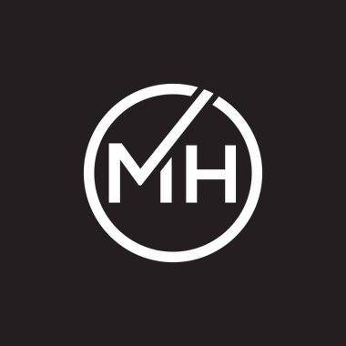 Siyah arkaplan üzerine MH harf logosu tasarımı. MH yaratıcı harflerin baş harfleri logo kavramı. MH harf tasarımı.. 