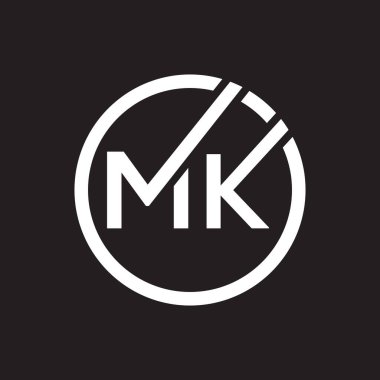 Siyah arkaplan üzerine MK harf logosu tasarımı. MK yaratıcı harflerin baş harfleri logo kavramı. MK harf tasarımı.. 