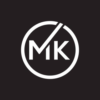 Siyah arkaplan üzerine MK harf logosu tasarımı. MK yaratıcı harflerin baş harfleri logo kavramı. MK harf tasarımı.. 