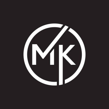 Siyah arkaplan üzerine MK harf logosu tasarımı. MK yaratıcı harflerin baş harfleri logo kavramı. MK harf tasarımı.. 