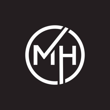 Siyah arkaplan üzerine MH harf logosu tasarımı. MH yaratıcı harflerin baş harfleri logo kavramı. MH harf tasarımı.. 