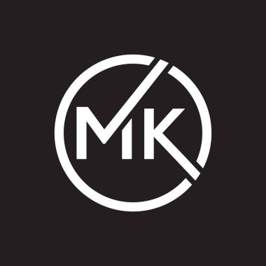Siyah arkaplan üzerine MK harf logosu tasarımı. MK yaratıcı harflerin baş harfleri logo kavramı. MK harf tasarımı.. 