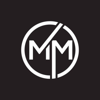 Siyah arkaplan üzerine MM harf logosu tasarımı. MM yaratıcı harflerin baş harfleri logo kavramı. MM harf tasarımı.. 