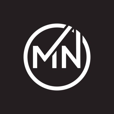 Siyah arkaplan üzerine MN harf logosu tasarımı. MN yaratıcı harflerin baş harfleri logo kavramı. MN harf tasarımı.. 