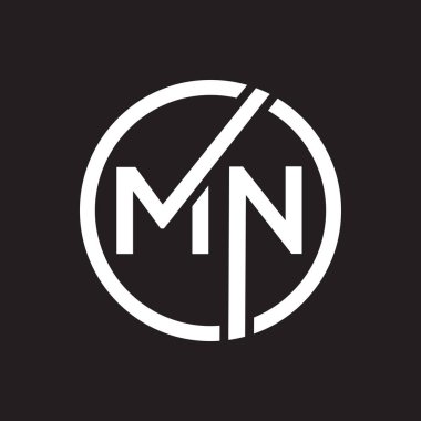Siyah arkaplan üzerine MN harf logosu tasarımı. MN yaratıcı harflerin baş harfleri logo kavramı. MN harf tasarımı.. 
