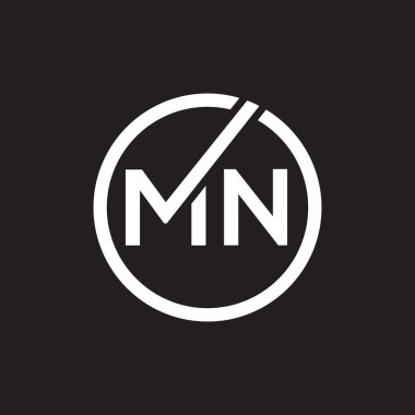 Siyah arkaplan üzerine MN harf logosu tasarımı. MN yaratıcı harflerin baş harfleri logo kavramı. MN harf tasarımı.. 