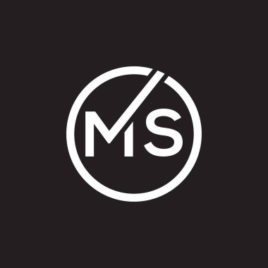 MS harfi logo tasarımı siyah arkaplan üzerinde. MS yaratıcı harflerin baş harfleri logo kavramı. MS harf tasarımı.. 