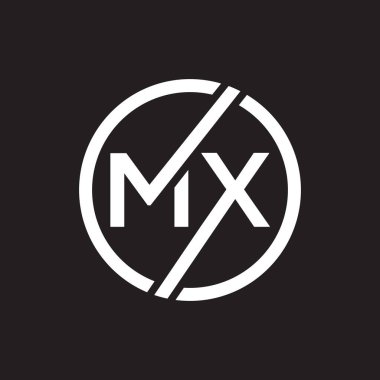 Siyah arkaplan üzerine MX harfli logo tasarımı. MX yaratıcı harflerin baş harfleri logo kavramı. MX harf tasarımı.. 