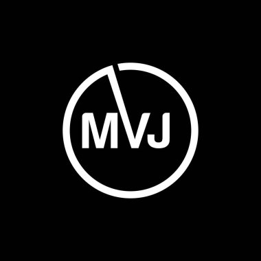 Siyah arka planda MVJ harf logosu tasarımı. MVJ yaratıcı harflerin baş harfleri logo kavramı. MVJ harf tasarımı. 