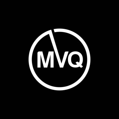 Siyah arka planda MVQ harf logosu tasarımı. MVQ yaratıcı harflerin baş harfleri logo kavramı. MVQ harf tasarımı. 