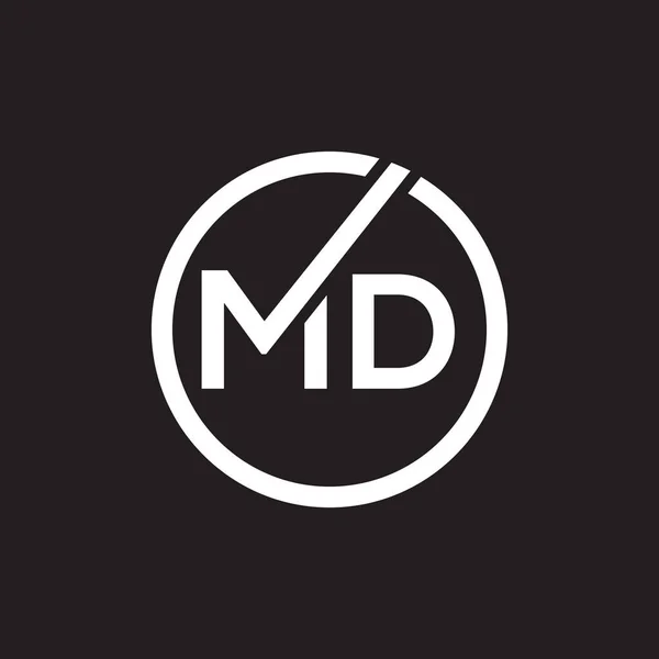 黒い背景のMdの手紙のロゴのデザインMdの創造的なイニシャルの手紙のロゴの概念Mdの手紙のデザイン — ストックベクタ