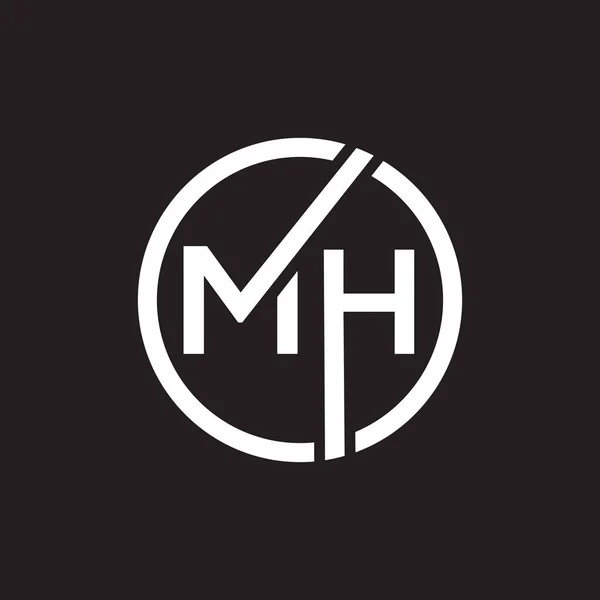 Siyah arkaplan üzerine MH harf logosu tasarımı. MH yaratıcı harflerin baş harfleri logo kavramı. MH harf tasarımı.. 