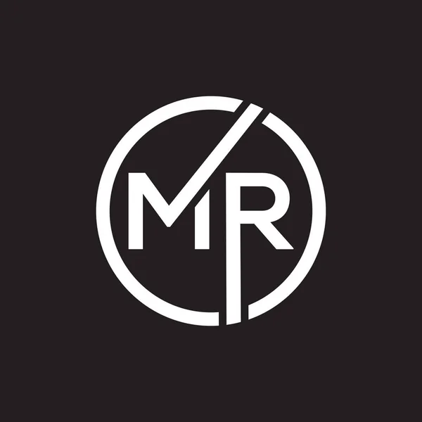 黒の背景にMrの手紙のロゴデザインMrの創造的なイニシャルの手紙のロゴのコンセプトMrの手紙のデザイン — ストックベクタ