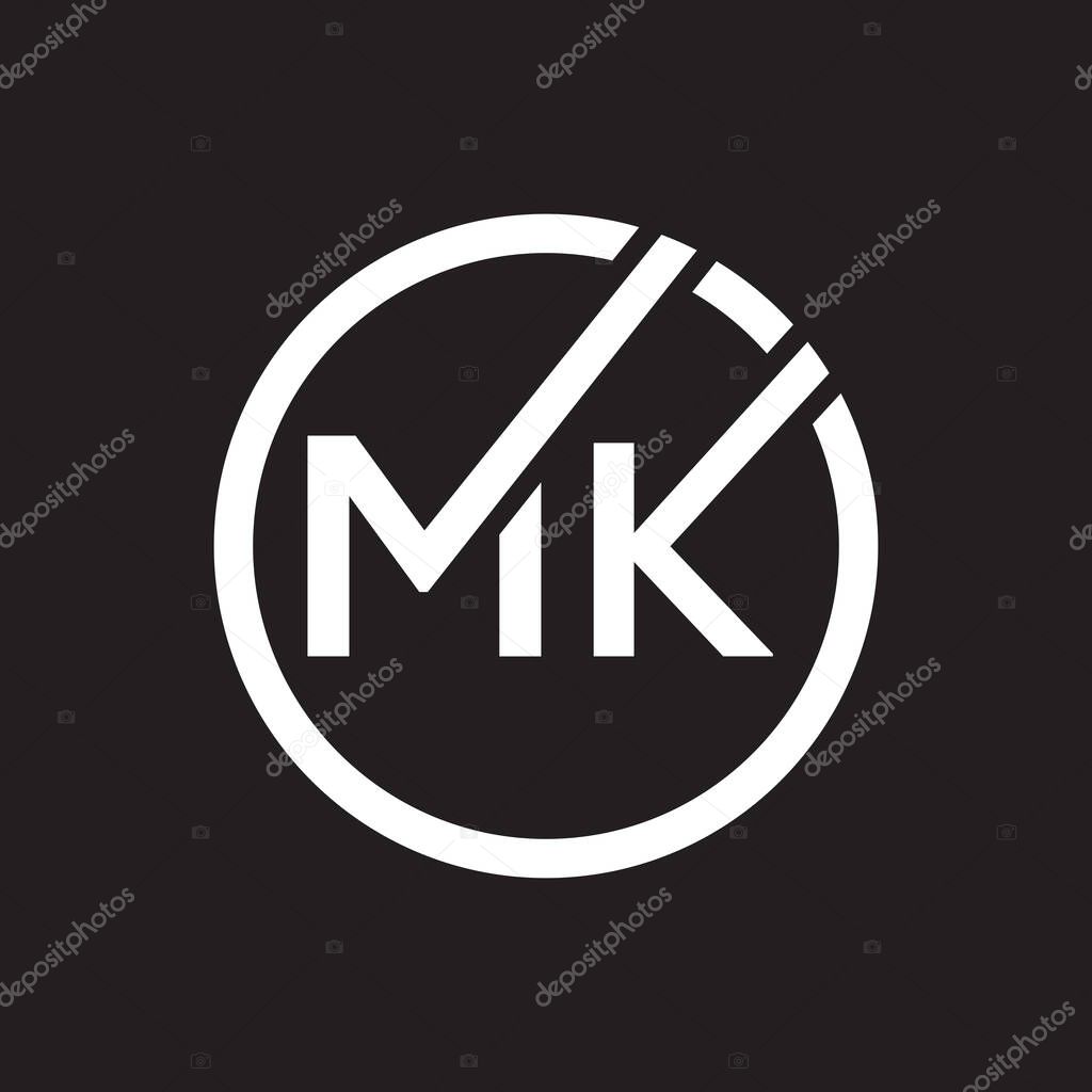 MK letter logo design on black background.MK creative initials letter logo concept.MK letter design.