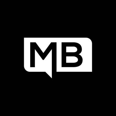 Siyah arkaplan üzerine MB harfi logo tasarımı. MB yaratıcı harflerin baş harfleri logo kavramı. MB harf tasarımı.. 