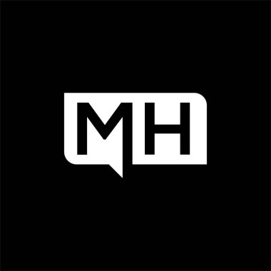 Siyah arkaplan üzerine MH harf logosu tasarımı. MH yaratıcı harflerin baş harfleri logo kavramı. MH harf tasarımı.. 