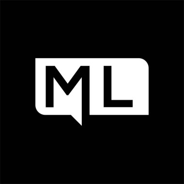 Siyah arkaplan üzerinde ML harf logosu tasarımı. ML yaratıcı harflerin baş harfleri logo kavramı. ML harf tasarımı. 