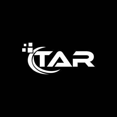 Siyah arka planda TAR harfi logo tasarımı. TAR yaratıcı harflerin baş harfleri logo kavramı. TAR harf tasarımı.
