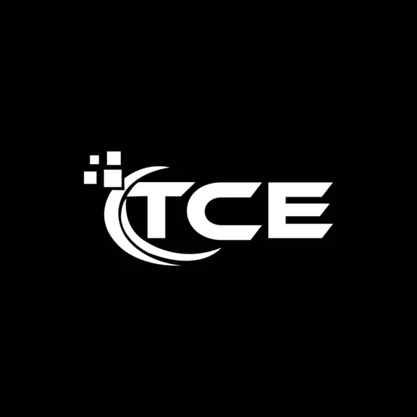 Design Logotipo Carta Tce Fundo Preto Tce Iniciais Criativas Conceito — Vetor de Stock