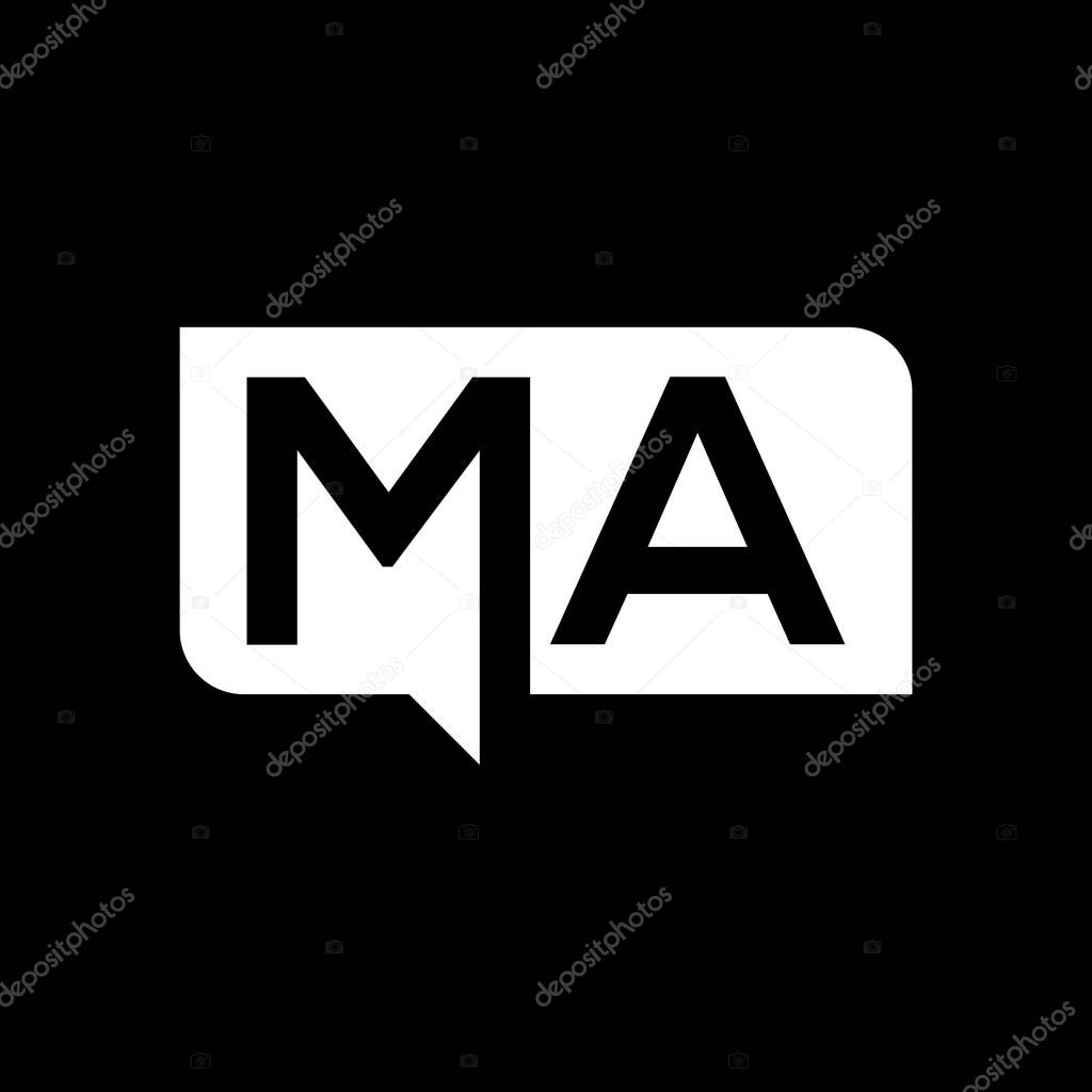MA letter logo design on black background.MA creative initials letter logo concept.MA letter design.