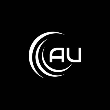 AU letter logo design on black background.AU creative initials letter logo concept.AU letter design. 