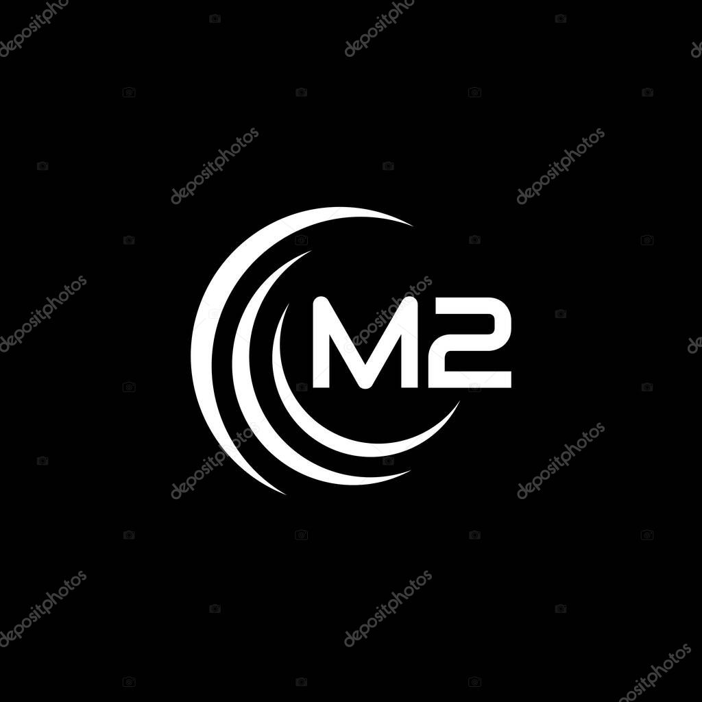 M2 letter logo design on black background.M2 creative initials letter logo concept.M2 letter design.