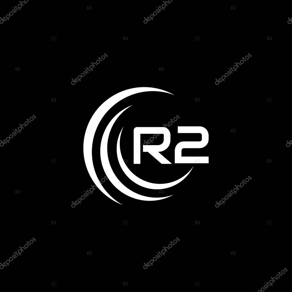 R2 letter logo design on black background.R2 creative initials letter logo concept.R2 letter design.
