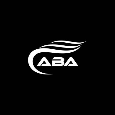 ABA 'nın siyah arkaplan üzerine logo tasarımı. ABA yaratıcı harflerin baş harfleri logo kavramı. ABA harf tasarımı.. 