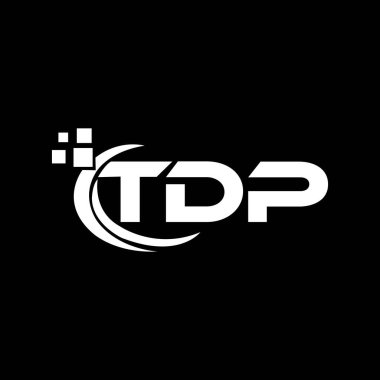 Siyah arka planda TDP harf logosu tasarımı. TDP yaratıcı harflerin baş harfleri logo kavramı. TDP harf tasarımı. 