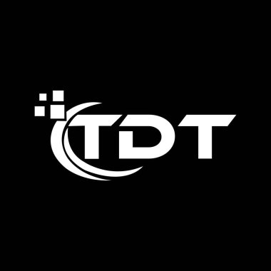 Siyah arkaplanda TDT harf logosu tasarımı. TDT yaratıcı harflerin baş harfleri logo kavramı. TDT harf tasarımı. 