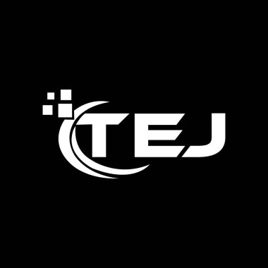 Siyah arka planda TEJ harf logosu tasarımı. TEJ yaratıcı harflerin baş harfleri logo kavramı. TEJ harf tasarımı. 