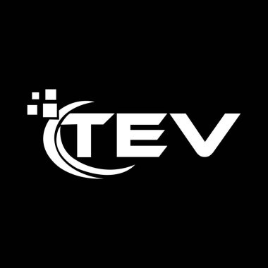 Siyah arkaplanda TEV harf logosu tasarımı. TEV yaratıcı harflerin baş harfleri logo kavramı. TEV harf tasarımı. 