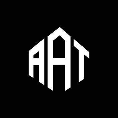 Siyah arkaplan üzerinde AAT harfi logo tasarımı. AT yaratıcı harf harfleri logo kavramı. AT harf tasarımı. 