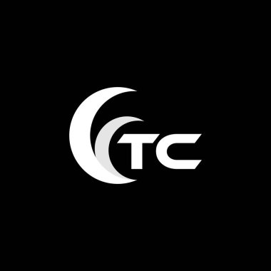 Siyah arkaplan üzerine TC harf logosu tasarımı. TC yaratıcı harflerin baş harfleri logo kavramı. TC harf tasarımı.. 