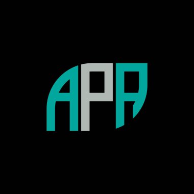Siyah arkaplan üzerinde APA harf logosu tasarımı. PA yaratıcı harflerin baş harfleri logo kavramı.. 