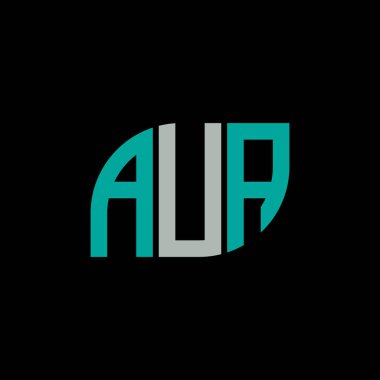 Siyah arkaplan üzerinde AUA harf logosu tasarımı. UA yaratıcı harflerin baş harfleri logo kavramı. UA harf tasarımı. 