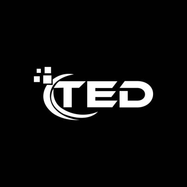 Siyah arkaplan üzerine TED mektup logosu tasarımı. TED yaratıcı harflerin baş harfleri logo kavramı. TED mektup tasarımı. 
