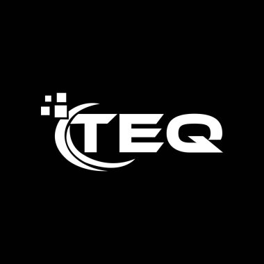 Siyah arkaplan üzerine TEQ harf logosu tasarımı. TEQ yaratıcı harflerin baş harfleri logo kavramı. TEQ harf tasarımı. 