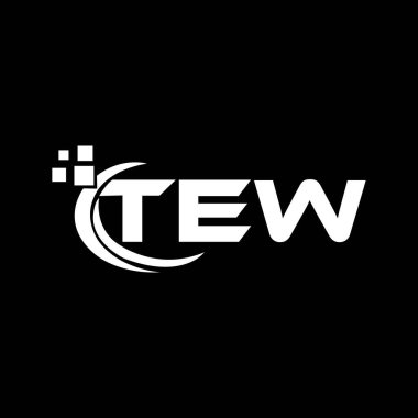 Siyah arkaplan üzerine TEW harf logosu tasarımı. TEW yaratıcı harflerin baş harfleri logo kavramı. TEW harf tasarımı. 