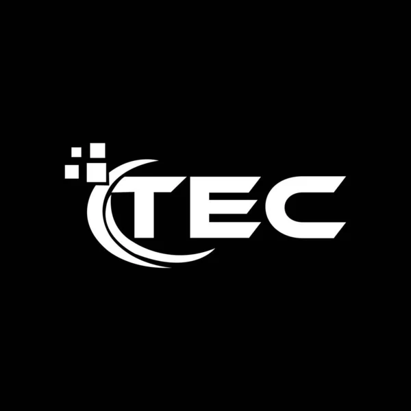 Σχεδιασμός Λογότυπου Γραμμάτων Tec Μαύρο Φόντο Δημιουργικά Αρχικά Tec Έννοια — Διανυσματικό Αρχείο