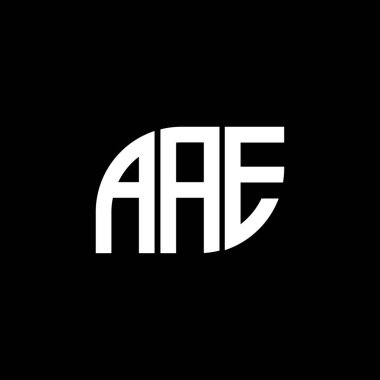 Siyah arkaplan üzerinde AAE harfi logo tasarımı. AE yaratıcı harflerin baş harfleri logo kavramı. AE harf tasarımı. 