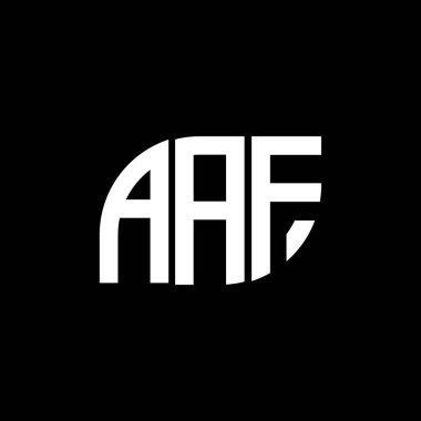 AAF harf logo tasarımı siyah arkaplan üzerinde. AF yaratıcı harflerin baş harfleri logo kavramı. AAF harf tasarımı. 