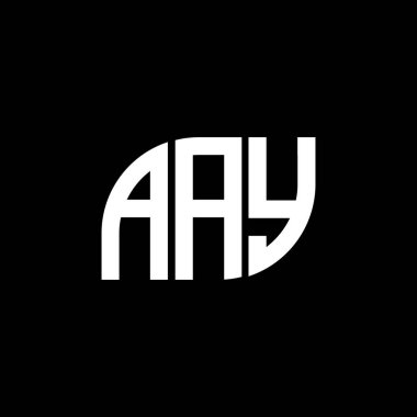 Siyah arkaplan üzerinde AAY harf logosu tasarımı. AY yaratıcı harf logo kavramı. AAY harf tasarımı. 