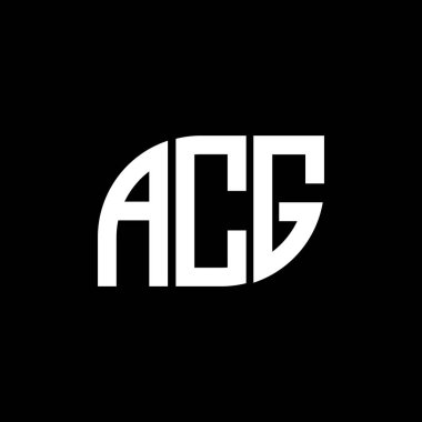 ACG harf logo tasarımı siyah arkaplan üzerinde. CG yaratıcı harflerin baş harfleri logo kavramı.. 