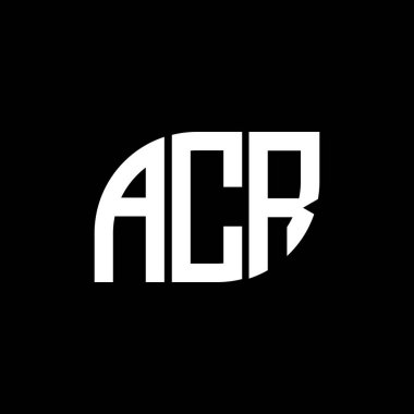 ACR harf logo tasarımı siyah arkaplan üzerinde. CR yaratıcı harflerin baş harfleri logo kavramı. ACR harf tasarımı. 