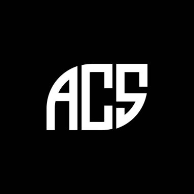 ACS harf logo tasarımı siyah arkaplan üzerinde. CS yaratıcı harflerin baş harfleri logo kavramı.. 