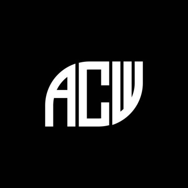 ACW harf logo tasarımı siyah arkaplan üzerinde. CW yaratıcı harflerin baş harfleri logo kavramı.. 