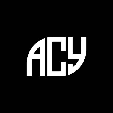 ACY harf logo tasarımı siyah arkaplan üzerinde. CY yaratıcı harflerin baş harfleri logo kavramı.. 
