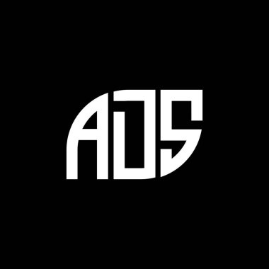 Siyah arkaplan üzerine ADS harf logosu tasarımı. DS yaratıcı harflerin baş harfleri logo kavramı. DS harf tasarımı. 