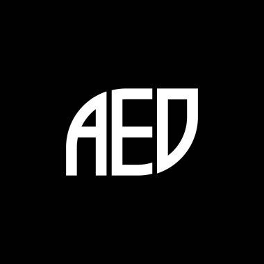 Siyah arkaplan üzerindeki AEO harf logosu tasarımı. Yaratıcı harflerin baş harfleri logo kavramı.. 